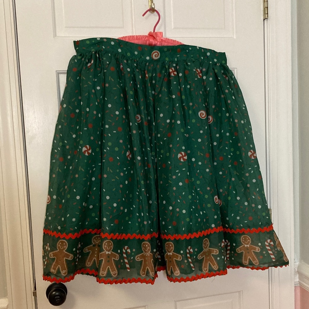 Unique Vintage Green Gingerbread Holiday Skirt